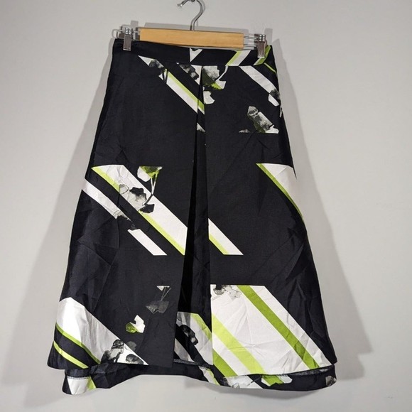 CLane Bryant Black Pleated Floral A-Line Cocktail Skirt Women Plus Size 28 - Picture 1 of 4